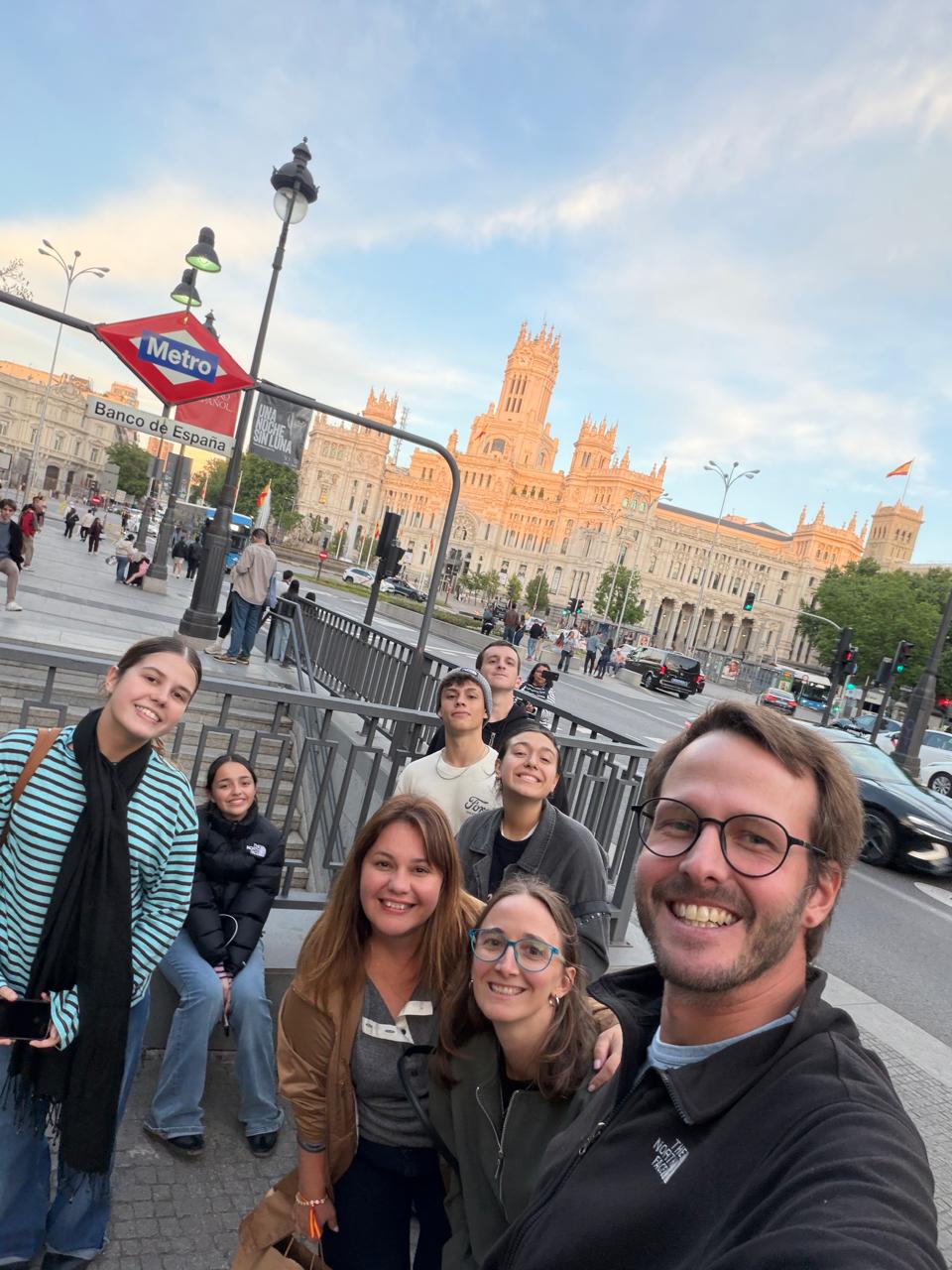 Group selfie at Banco de España, Madrid